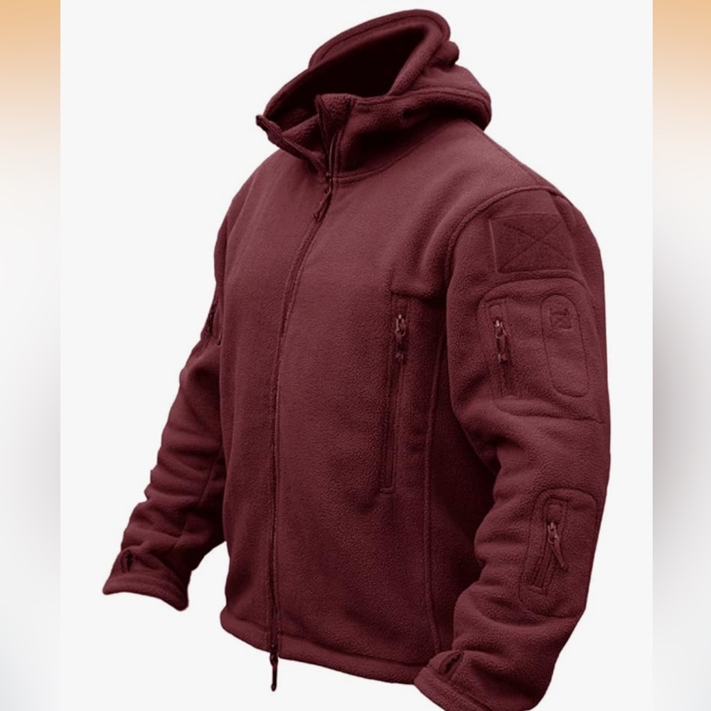 Men's Burgundy Fleece Jacket size M heavy weight